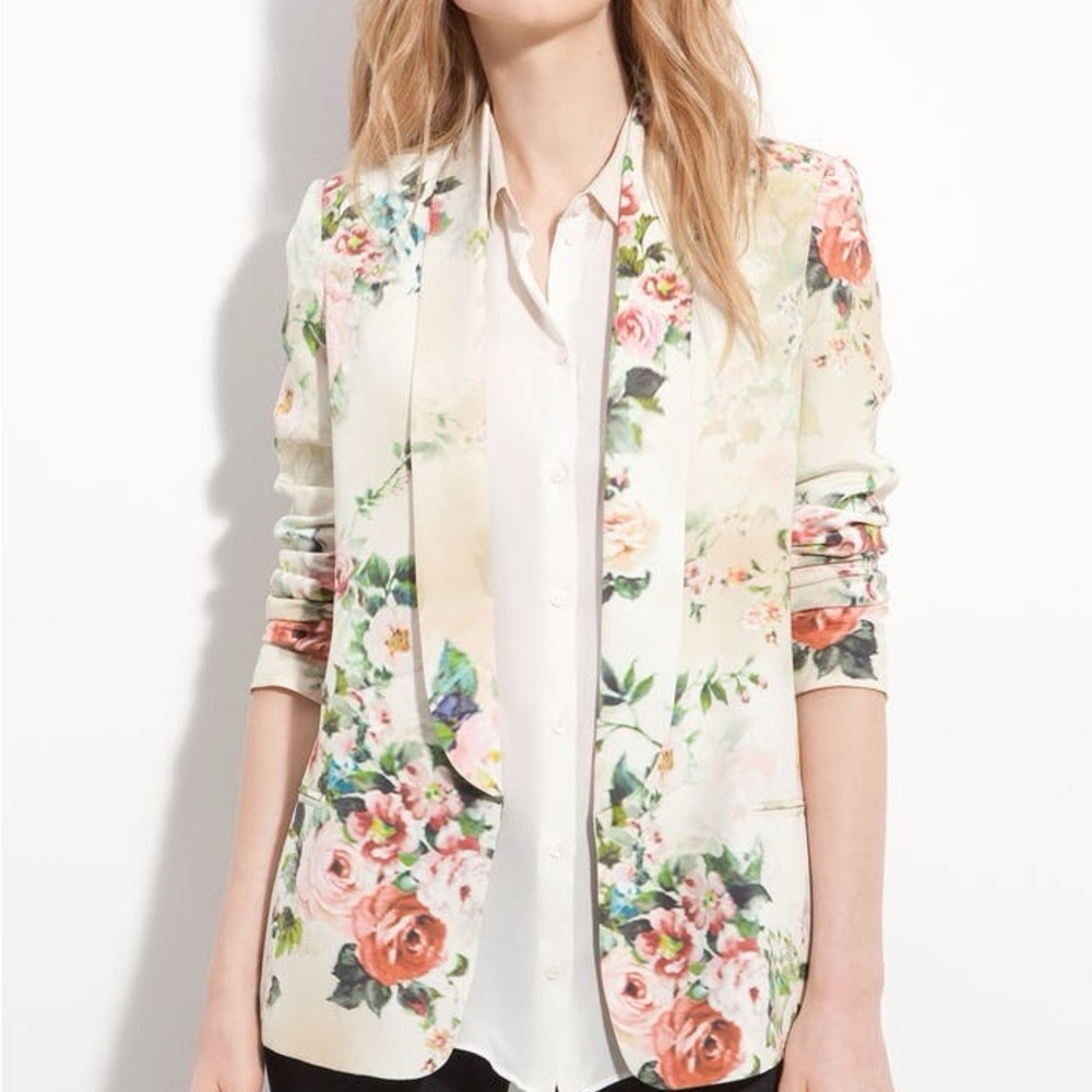 Truth and Pride Rose Print Silk Floral Print Blazer
